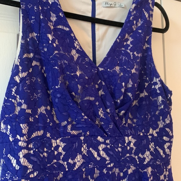 Eliza J Royal Blue Lace Fit & Flare Sleeveless Party Cocktail Line - Picture 6 of 17